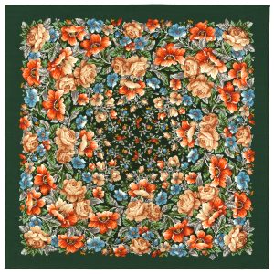 2002-10 Original Pavlovo Posad Russian Shawl 100% Wool scarf 89×89 cm