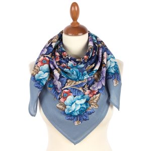 2002-1 Original Pavlovo Posad Russian Shawl 100% Wool scarf 89×89 cm