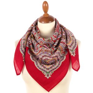 1949-5 Original Pavlovo Posad Russian Shawl 100% Wool scarf 89×89 cm