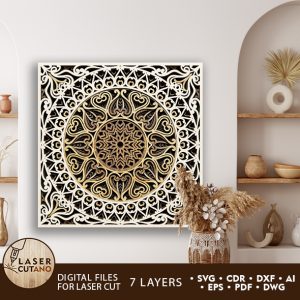 Multilayered MANDALA Paper Cut and Laser Cut Template