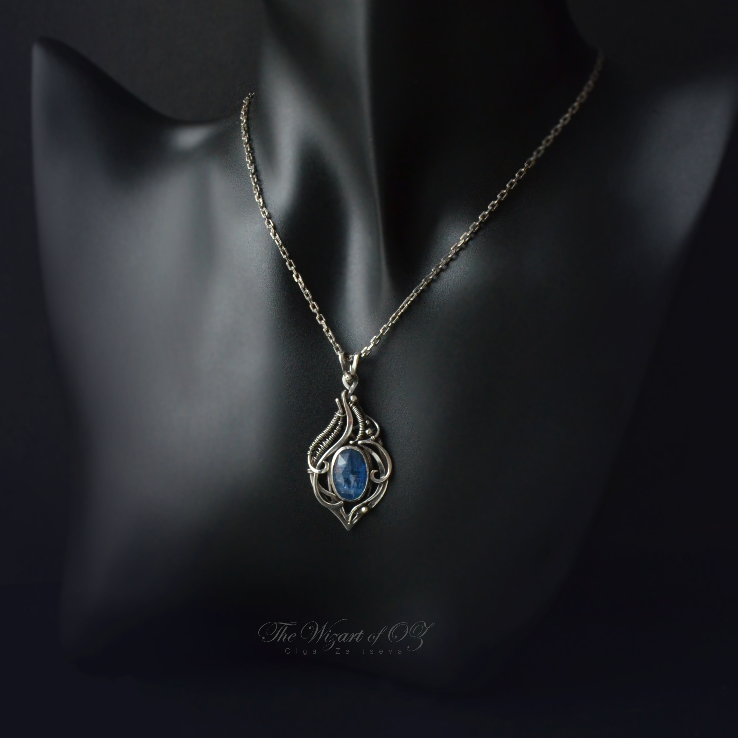 Fantasy kyanite necklace 925 silver Romantic gift