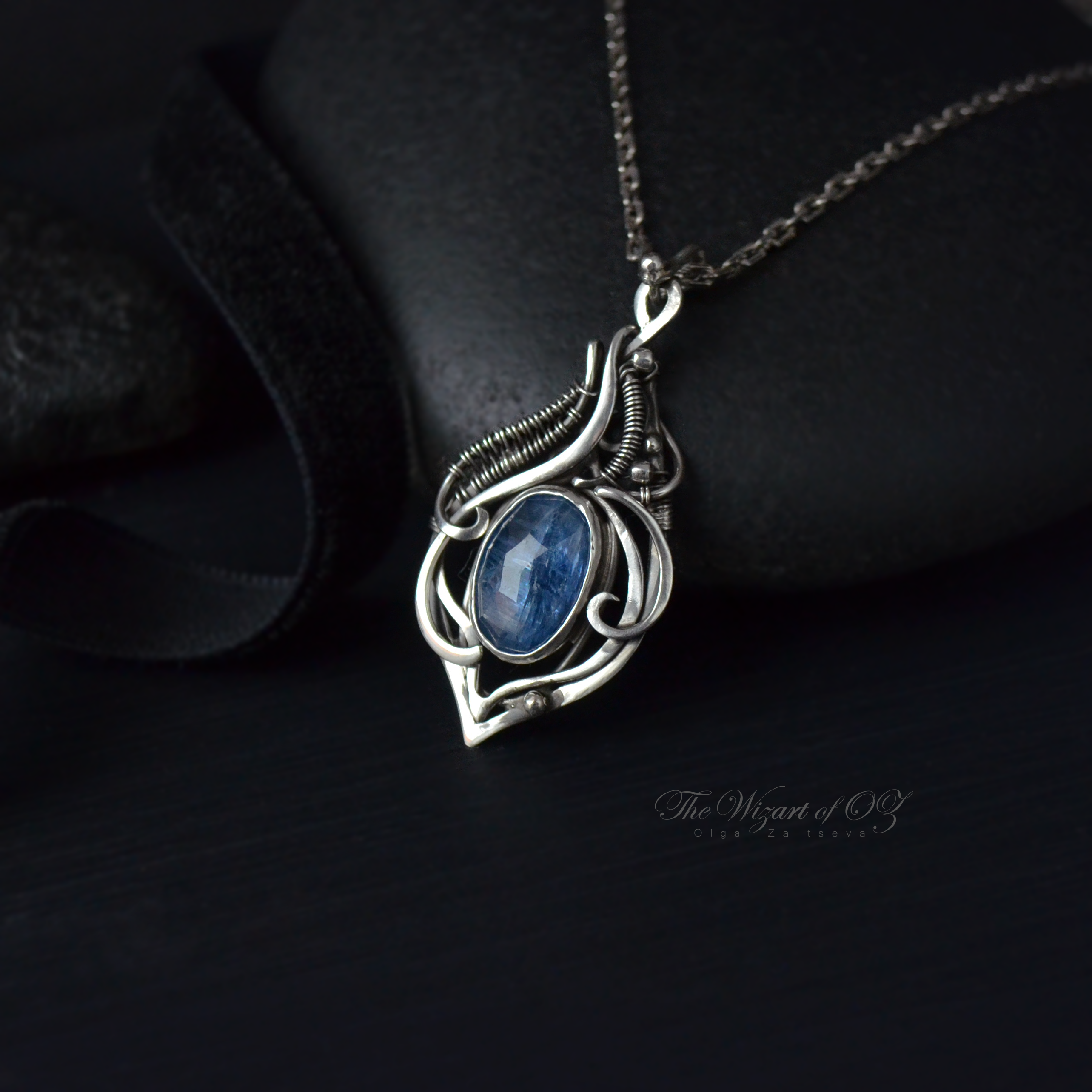 Fantasy kyanite necklace in 925 sterling silver Romantic gift