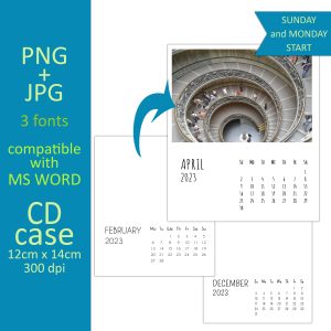 CD case 2023 calendar template