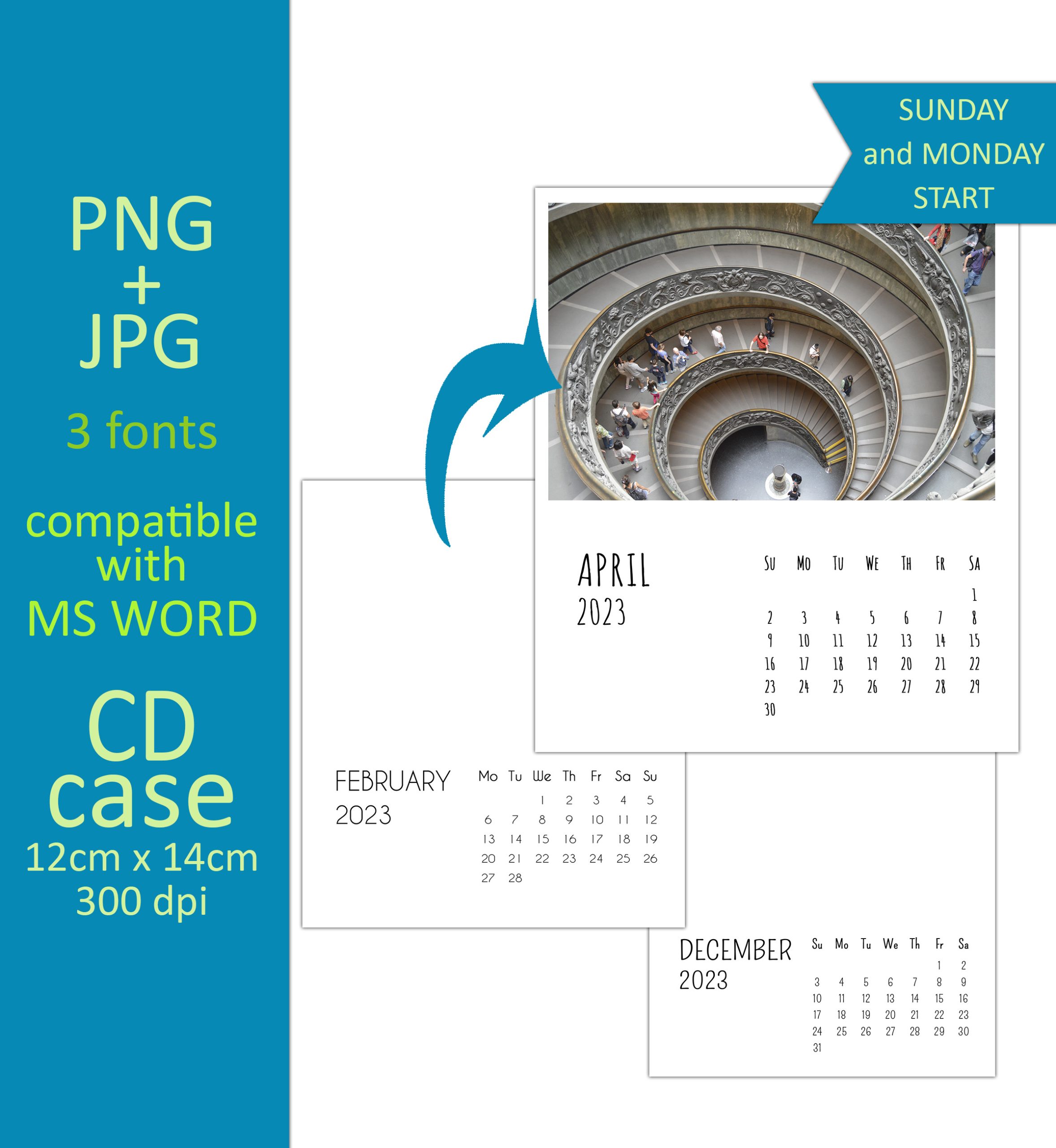 CD case 2023 calendar template