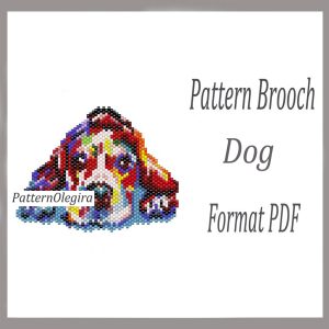 DOG Bead brooch pattern PDF file Bead dog pattern brick stitch Olegirabeadpatterns