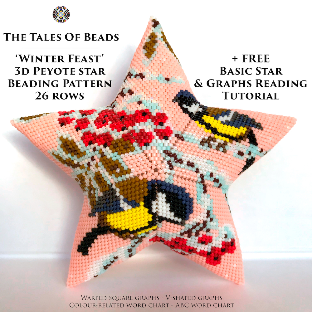 Peyote Star Pattern Winter Feast – Birds Beaded Christmas Star Ornaments