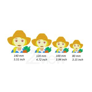 Farmer emoji Embroidery Design, rancher carrot girl woman