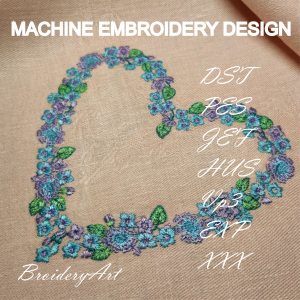 heart flowers machine embroidery design