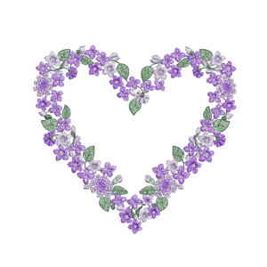 heart flowers machine embroidery design