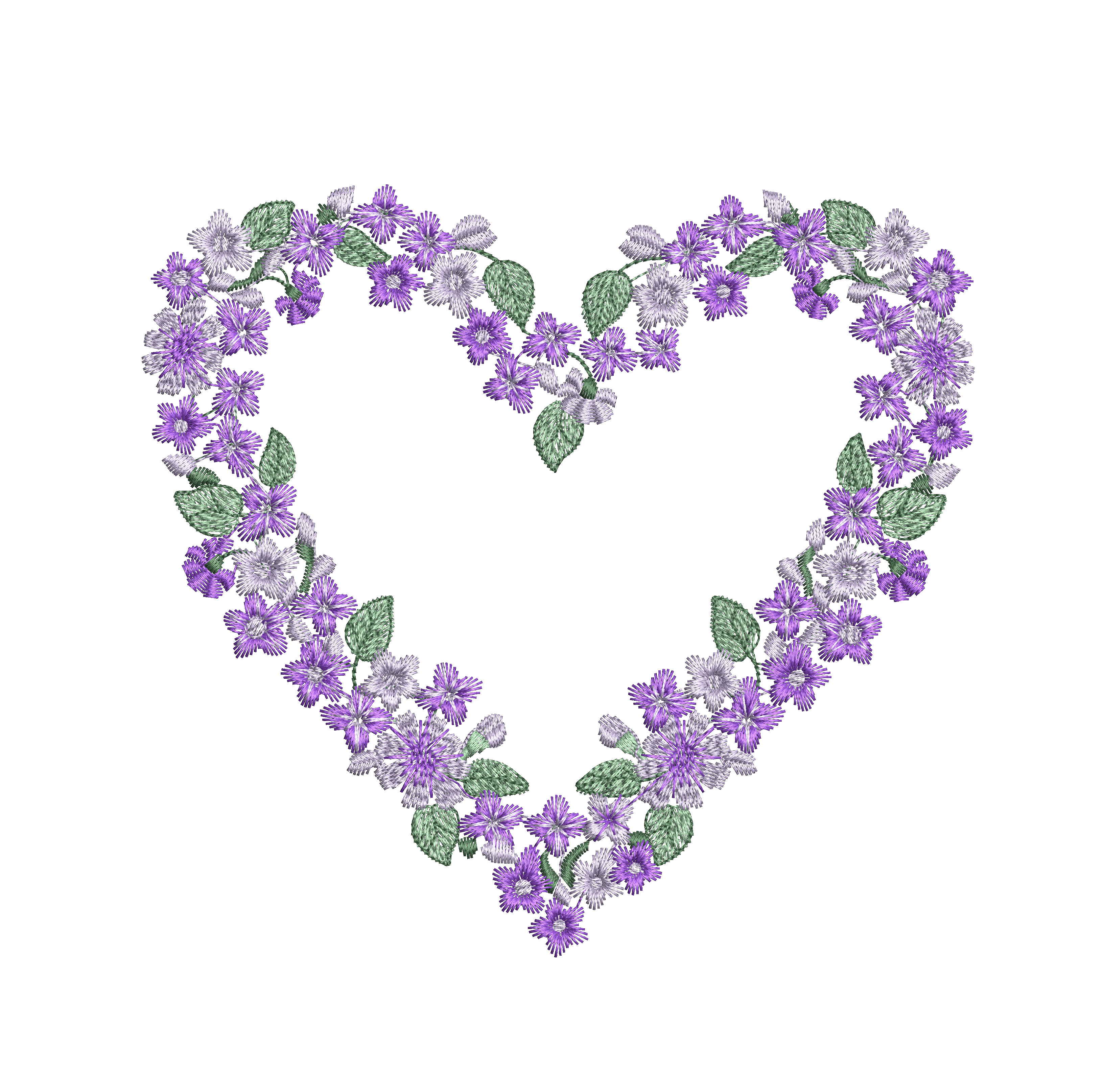 heart flowers machine embroidery design