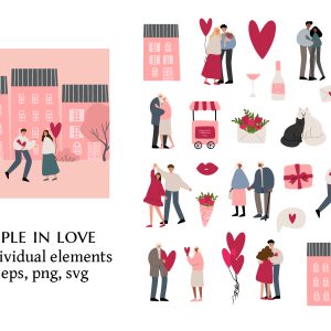 couple love clipart, valentines day illustration png ai svg