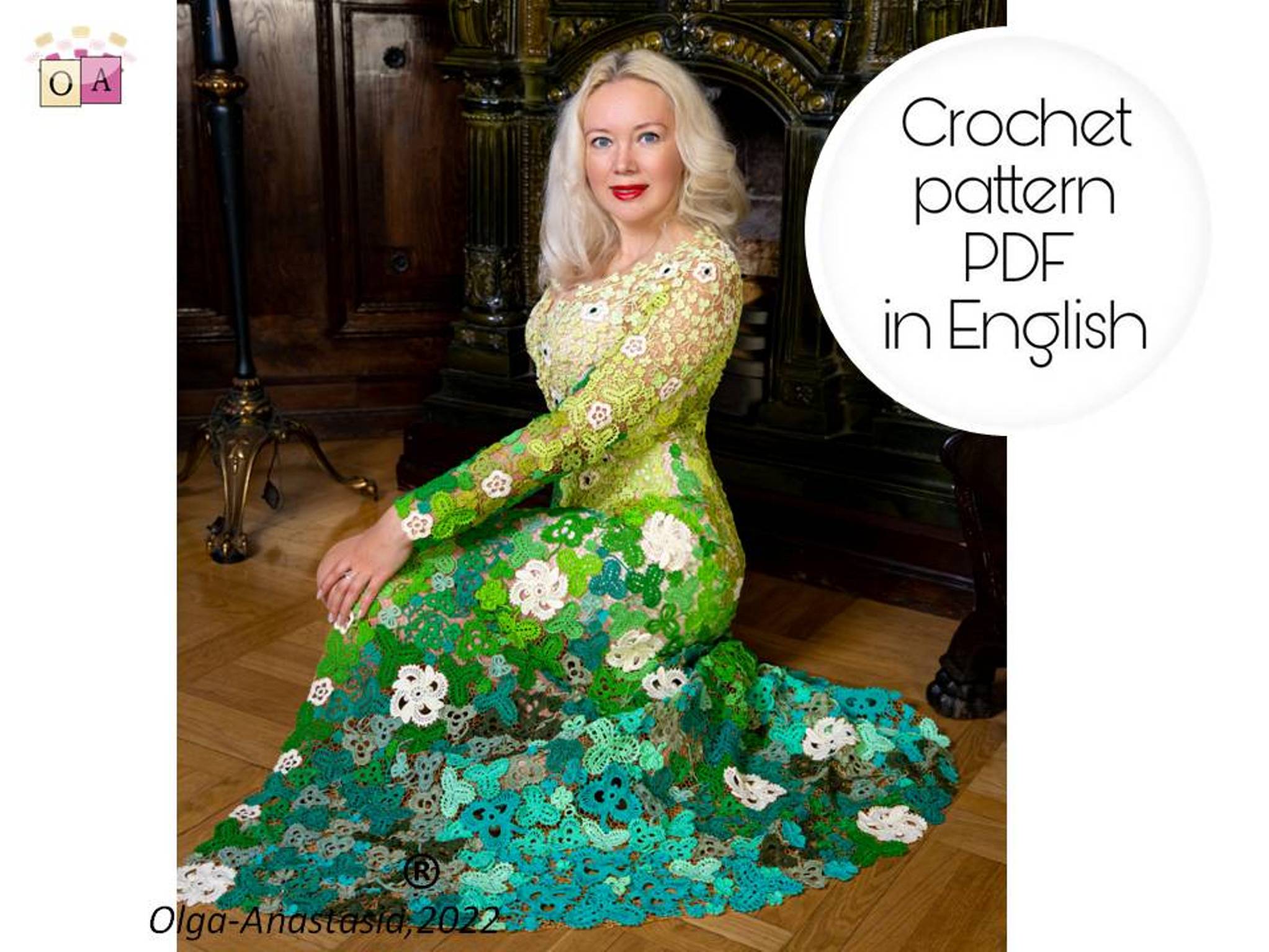 Dress crochet pattern- Irish lace crochet pattern 1 Dress crochet pattern- Irish lace crochet pattern