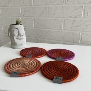 Colorful coaster set 4 Rope coaster set 4 Wool coasters