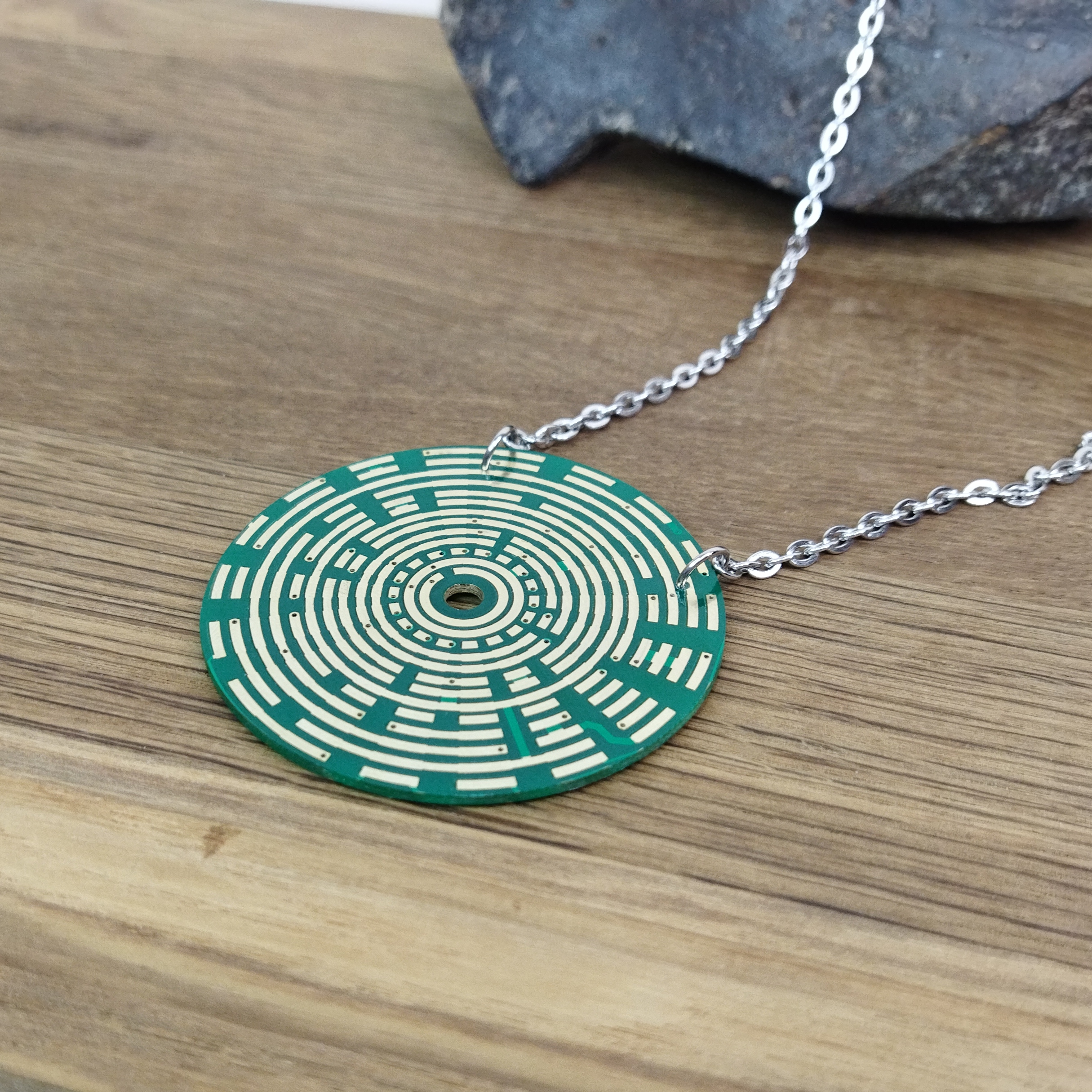 Circuit board pendant with chain Cyberpunk necklace for men