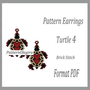 TURTLE 4 Earrings bead pattern PDF file Bead turtle pattern Bead turtle earrings Olegirabeadpatterns