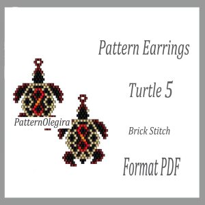 TURTLE 5 Earrings bead pattern PDF file Bead turtle pattern Bead turtle earrings Olegirabeadpatterns