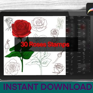 Roses Brushes Procreate Stamps Procreate Brushes Digital Tools iPad Realistic Rose Procreate Stamp