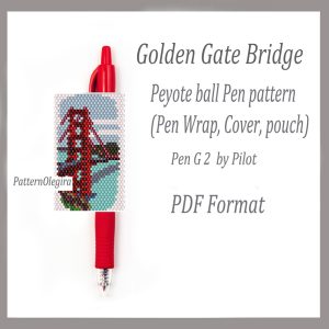 GOLDEN GATE BRIDGE Pen wraps bead pattern PDF file Bead peyote pattern Bead cover pen Olegirabeadpatterns
