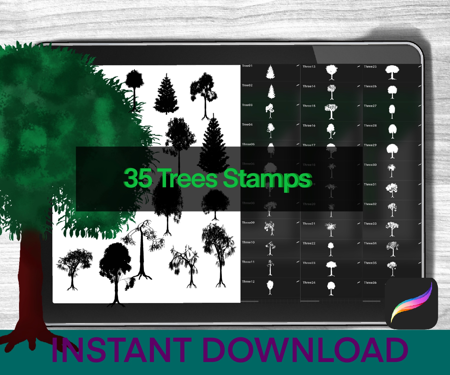 Trees Procreate Brush Stamps