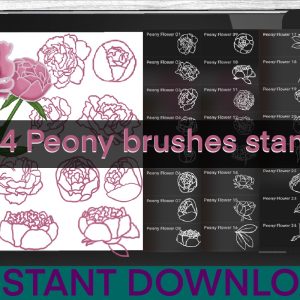 Peony Brushes Procreate Stamps