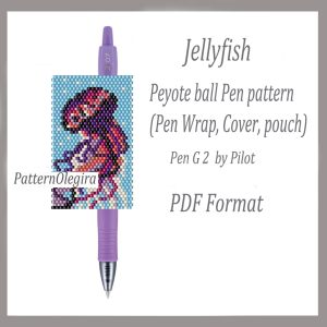 JELLYFISH Pen wraps bead pattern PDF file Bead peyote pattern Bead cover pen Olegirabeadpatterns