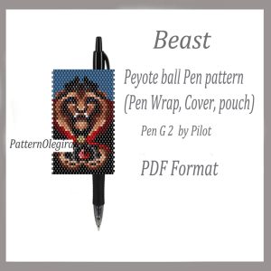 BEAST Pen wraps bead pattern PDF file Bead peyote pattern Bead cover pen Olegirabeadpatterns