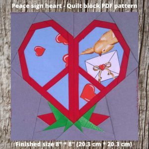 Peace heart Quilt block