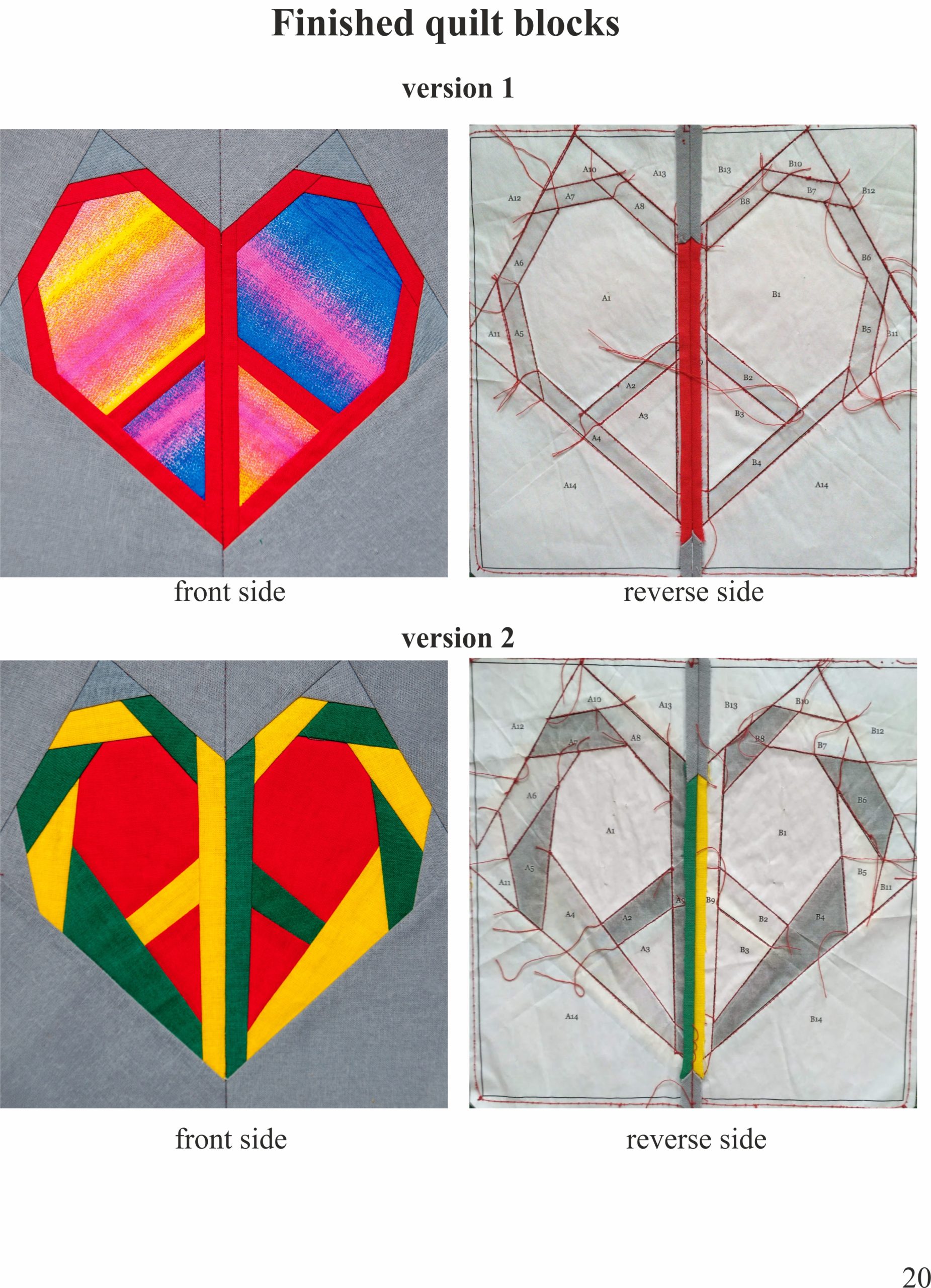 Heart Quilt Block Pattern, Paper Piecing Block PDF - Inspire Uplift