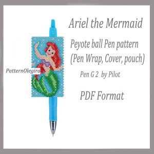 ARIEL THE MERMAID Pen wraps bead pattern PDF file Bead peyote pattern Bead cover pen Olegirabeadpatterns