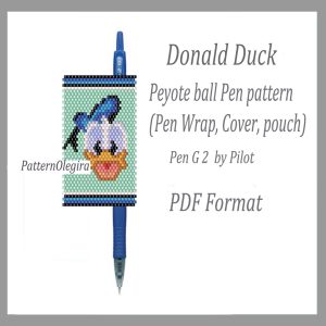 DONALD DUCK Pen wraps bead pattern PDF file Bead peyote pattern Bead cover pen Olegirabeadpatterns