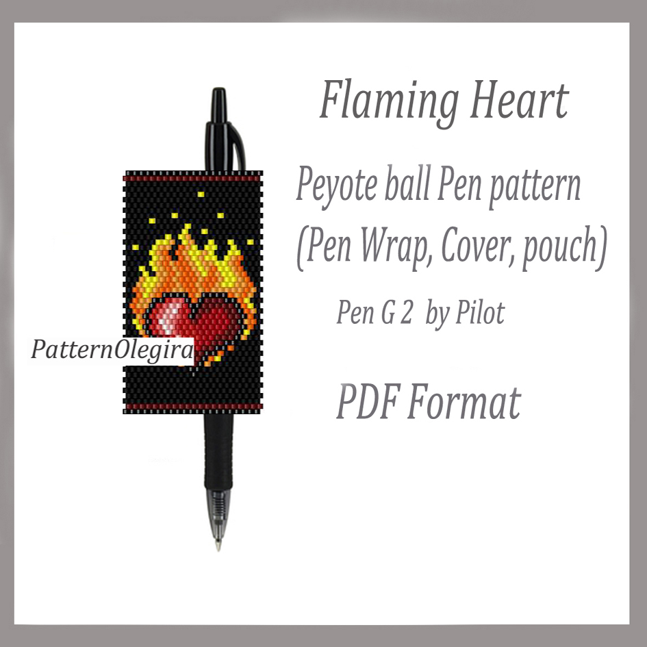 COLOR MY HEART Peyote Pen Wrap Pattern Pdf Digital Download 