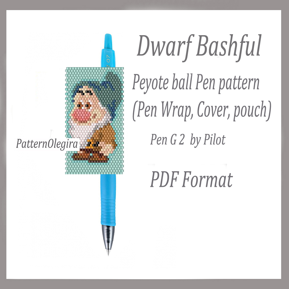 DWARF BASHFUL bead pattern PDF file Bead pen wraps pilot G2 1 DWARF BASHFUL Bead pattern PDF file Bead cover pen Bead pen wraps Beading pattern Bashful patterns Olegirabeadpatterns