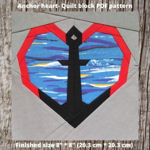 Anchor heart Quilt block PDF pattern