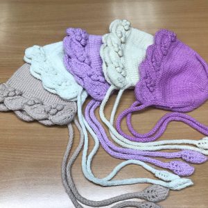 Knit Baby Bonnet , Baby Pixie Hat, Baby Bonnet lace