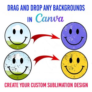 Distressed retro smile face Canva frames drag and drop template
