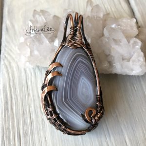 Lace Agate copper Pendant
