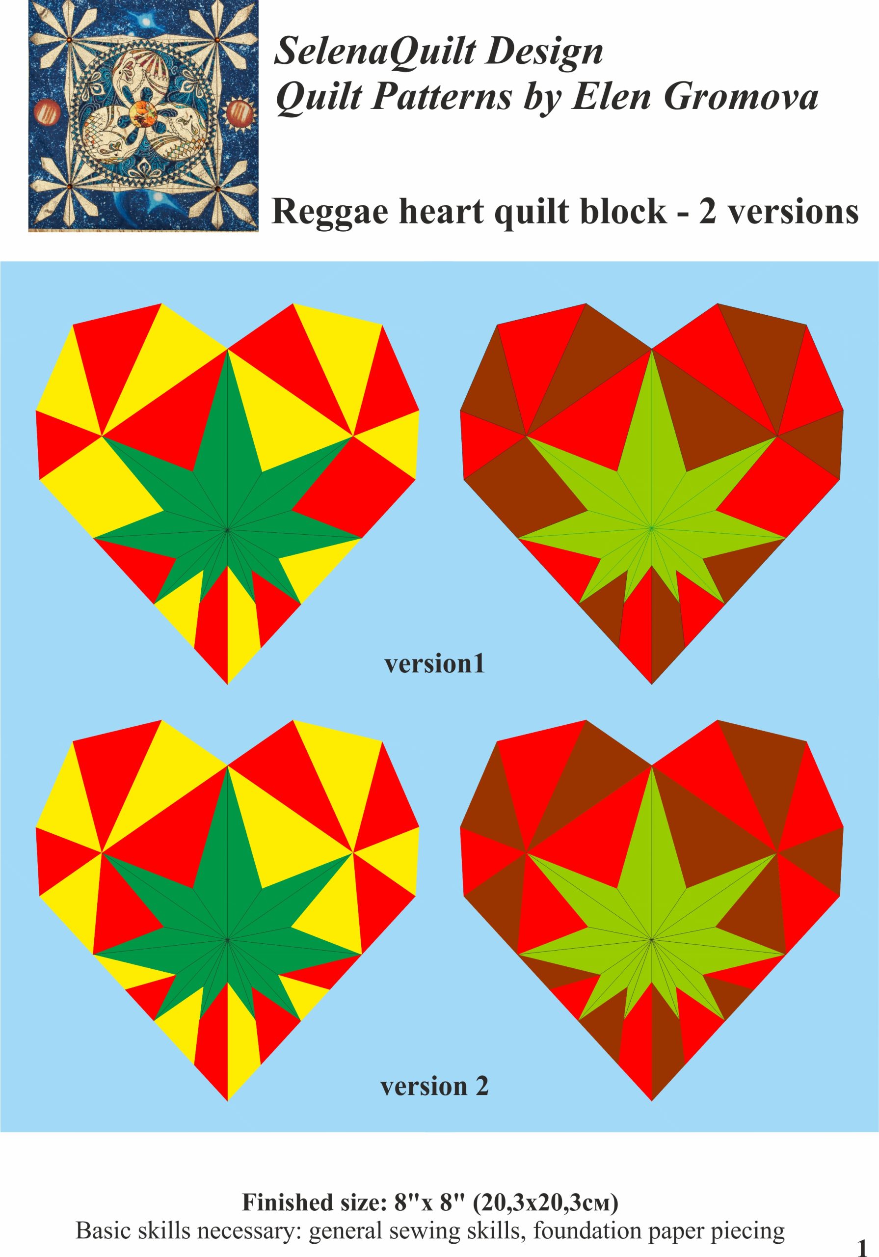 Cat heart Quilt Block PDF Pattern. Paper Piecing