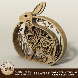 Crealandia - Handmade Marketplace 160 EASTER RABBIT Multilayer Laser Cut Wood Bunny