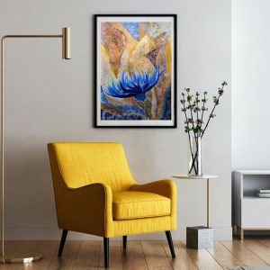 Cornflower painting with gold 16*24″ stylish potal art