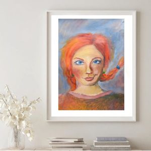 Pippi Longstocking oil painting 12*16″ portrait art