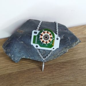 Green circuit board earrings with spike