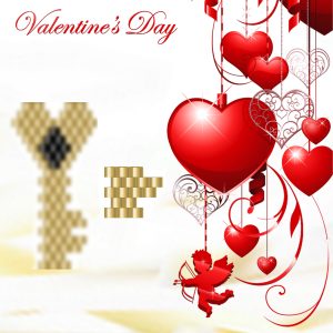 Brick stitch pattern Valentine’s Day Key Heart Beaded pendant PDF file