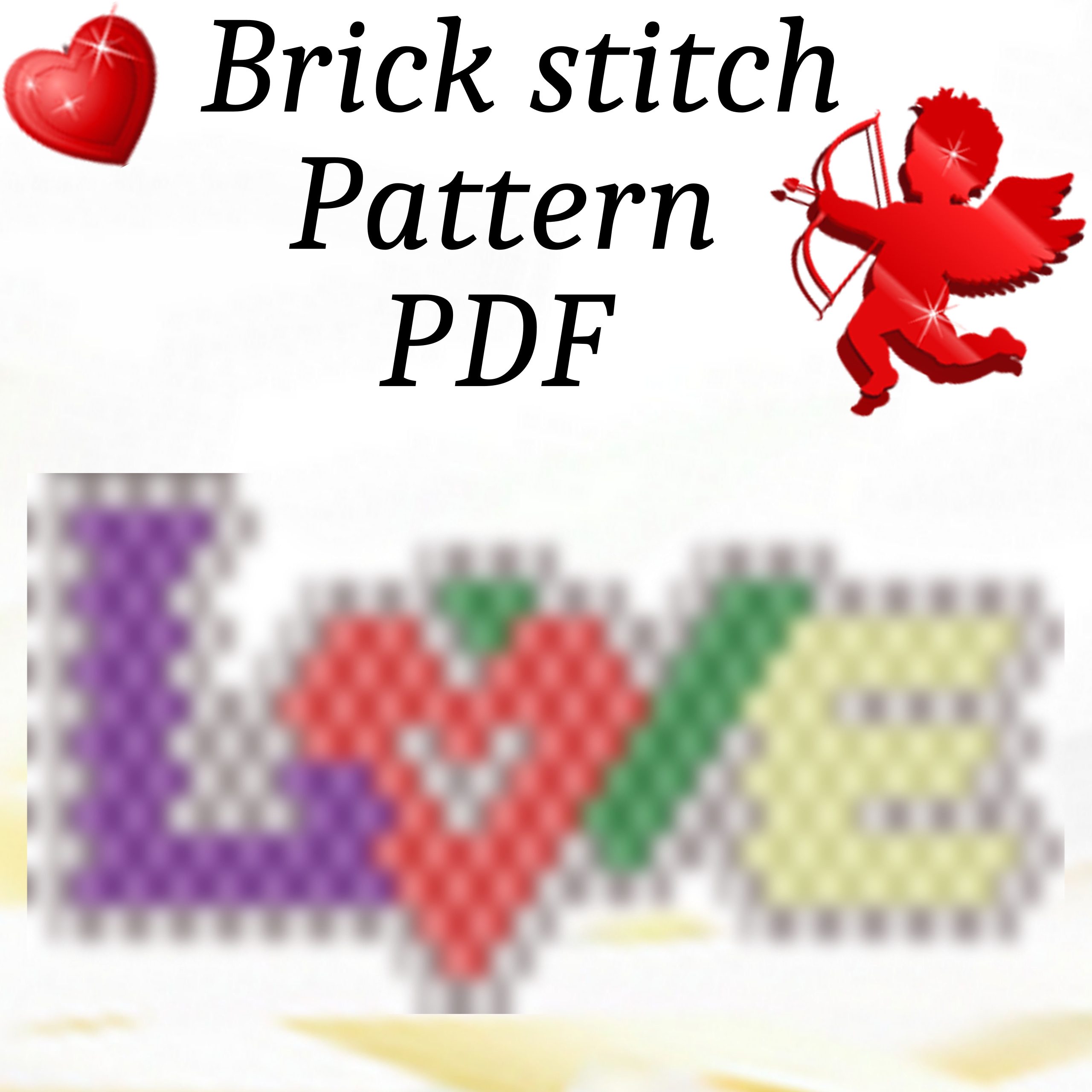 Brick stitch pattern Love inscription pendant