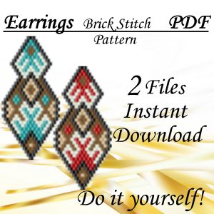 Brick stitch pattern Earrings bead pattern