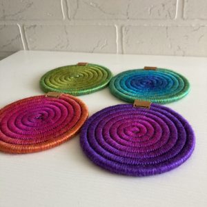 Handmade Marketplace 665 Rainbow coaster set 4 Rope coaster set 4 Wool coasters