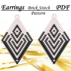 Handmade Marketplace 569 Black and white earrings bead pattern