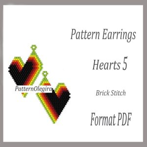 HEART 5 Earrings bead pattern PDF file Love bead pattern Bead earrings pattern Olegirabeadpatterns