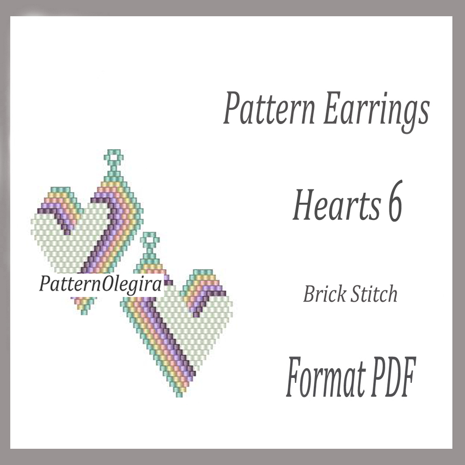 HEART 6 Earrings bead pattern PDF Bead earrings pattern brick stitch
