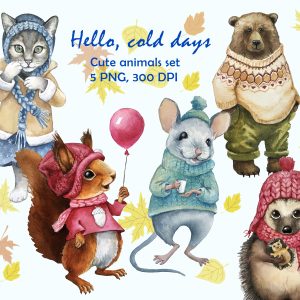 Animals in warm clothes.
