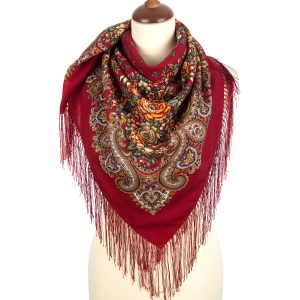 Handmade Marketplace 527 1830-5 Original Pavlovo Posad Russian Shawl 100% Wool scarf 89×89 cm